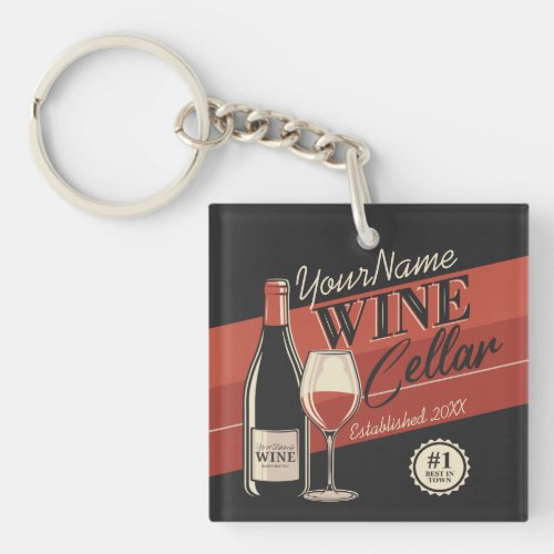 Personalized Wine Cellar Bottle Tasting Room Bar Keychain