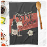 Personalized Wine Cellar Bottle Tasting Room Bar Kitchen Towel<br><div class="desc">Personalized Wine Cellar Bottle Tasting Room Bar design,  featuring elegant wine bottle and glass. Customize with your Name or Custom Text!</div>