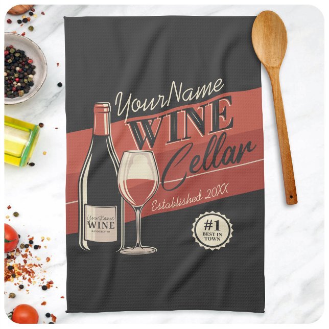 Personalized Wine Cellar Bottle Tasting Room Bar Kitchen Towel (Creator Uploaded)