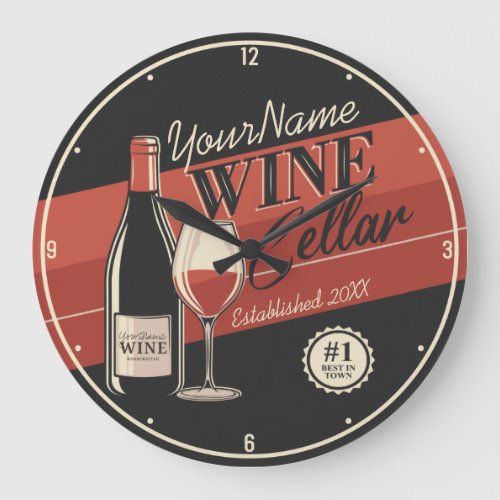 Personalized Wine Cellar Bottle Tasting Room Bar Large Clock