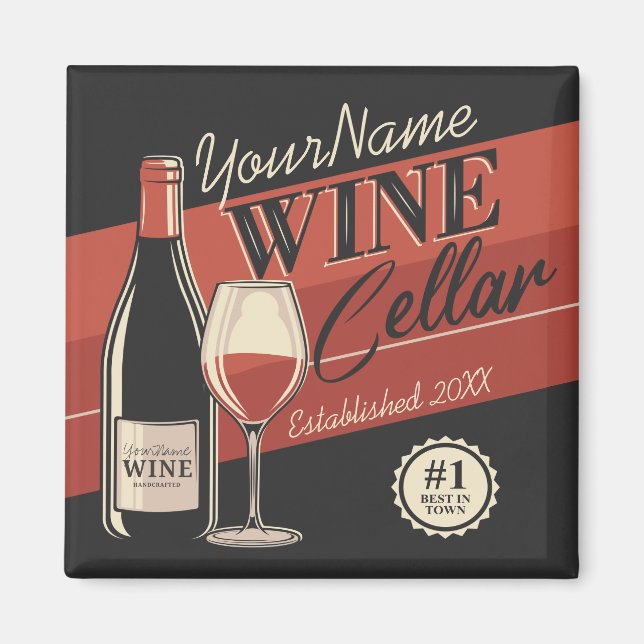 Personalized Wine Cellar Bottle Tasting Room Bar Magnet (Front)