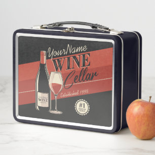 Personalized Wine Cellar Bottle Tasting Room Bar Metal Lunch Box