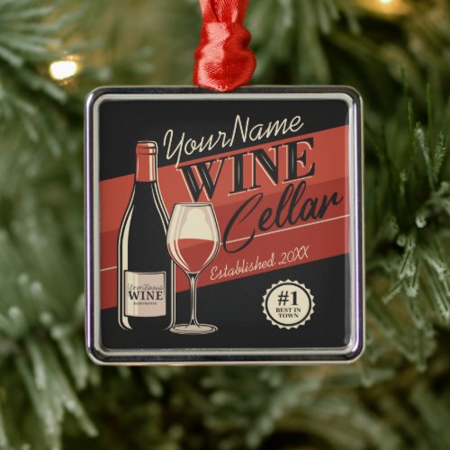 Personalized Wine Cellar Bottle Tasting Room Bar Metal Ornament