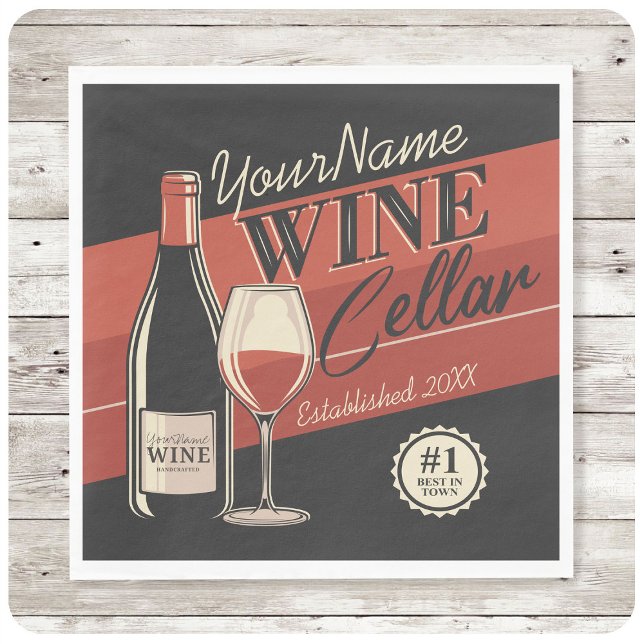 Personalized Wine Cellar Bottle Tasting Room Bar Napkins (Creator Uploaded)