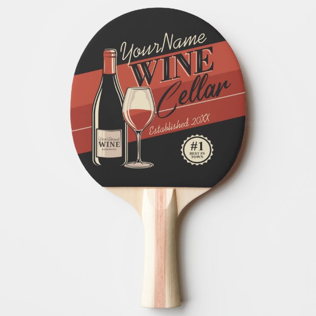 Personalized Wine Cellar Bottle Tasting Room Bar   Ping Pong Paddle (Front)