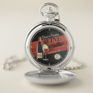 Personalized Wine Cellar Bottle Tasting Room Bar Pocket Watch
