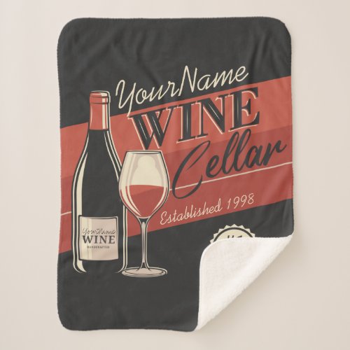 Personalized Wine Cellar Bottle Tasting Room Bar  Sherpa Blanket