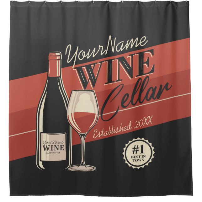 Personalized Wine Cellar Bottle Tasting Room Bar   Shower Curtain (Front)