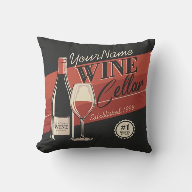 Personalized Wine Cellar Bottle Tasting Room Bar  Throw Pillow (Front)