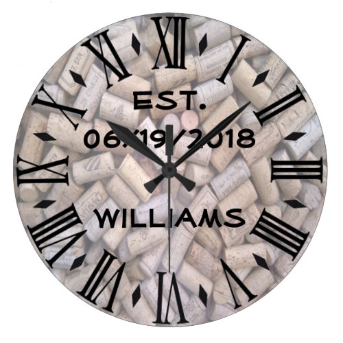 Personalized Wine Corks Large Clock