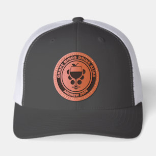 Personalized Wine Drinker's Leather Patch Cap