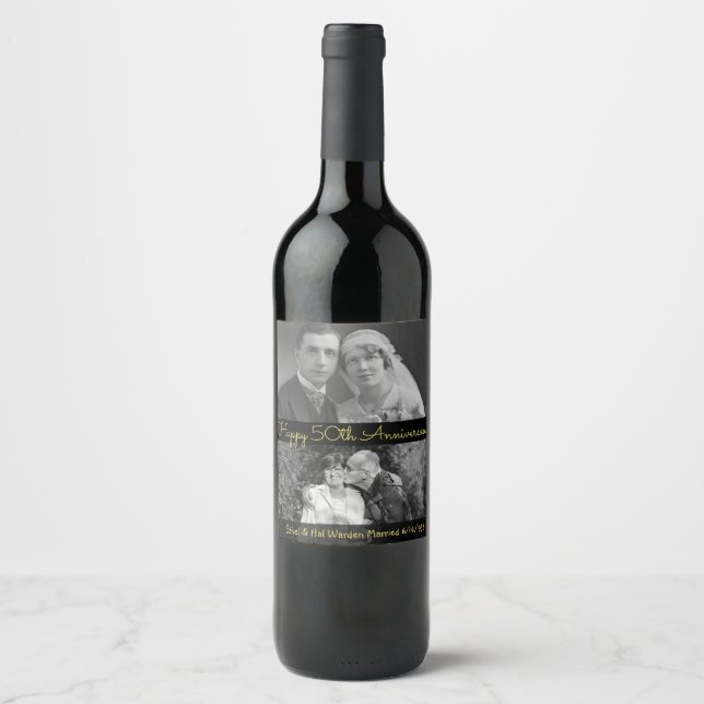 Personalized Wine Label Happy 50th Anniversary Pic (Front)