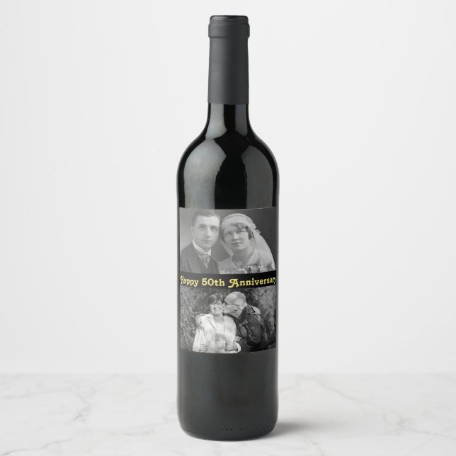 Personalized Wine Label Happy 50th Anniversary Pic (Front)