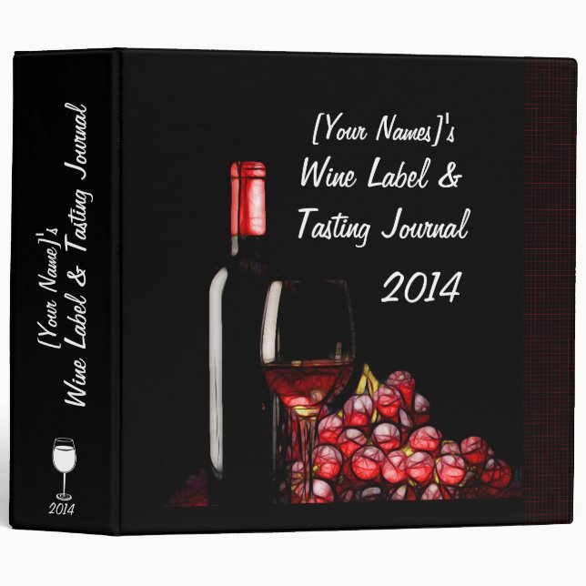 Personalized Wine Label & Tasting Journal 3 Ring Binder (Front/Spine)