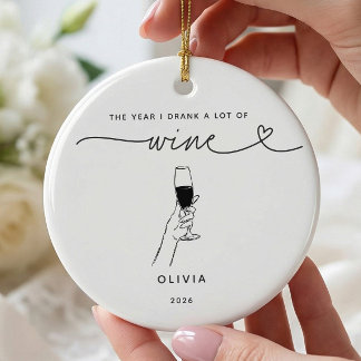 Personalized Wine Lover Christmas Ornament