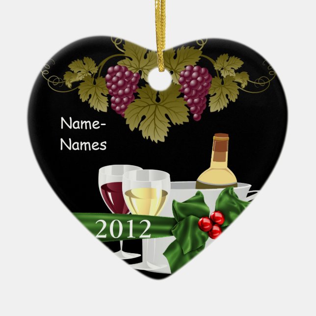 Personalized WINE LOVERS 2012  Holiday ORNAMENT (Front)
