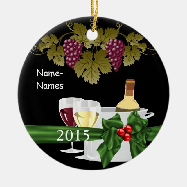Personalized WINE LOVERS 2015  Holiday ORNAMENT (Front)
