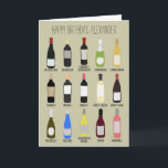 Personalized Wine Lovers Birthday Card<br><div class="desc">This birthday card is ready to be personalized with your own custom message on the front and the inside of the card. The front features illustrations of an assortment of bottles of wine with the names of the different varieties of wine below each in an identification guide sort of style....</div>