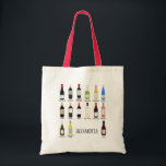 Personalized Wine Lovers Identification Guide Tote Bag<br><div class="desc">Create the perfect personalized gift for wine lovers! This tote bag features simple doodle style illustrations of bottles of wine with the different varieties of wine identified below each one along with a spot on the front for adding the name of your favorite wine connoisseur. Whether they love red wines,...</div>