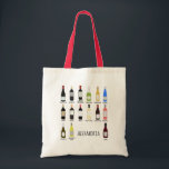 Personalized Wine Lovers Identification Guide Tote Bag<br><div class="desc">Create the perfect personalized gift for wine lovers! This tote bag features simple doodle style illustrations of bottles of wine with the different varieties of wine identified below each one along with a spot on the front for adding the name of your favorite wine connoisseur. Whether they love red wines,...</div>
