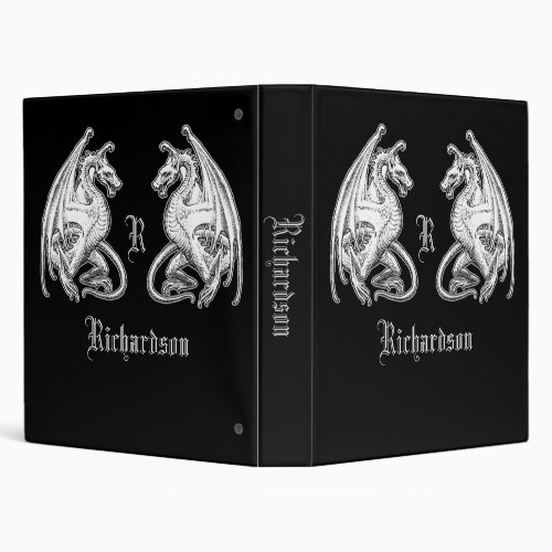 Personalized Winged Dragons 3 Ring Binder