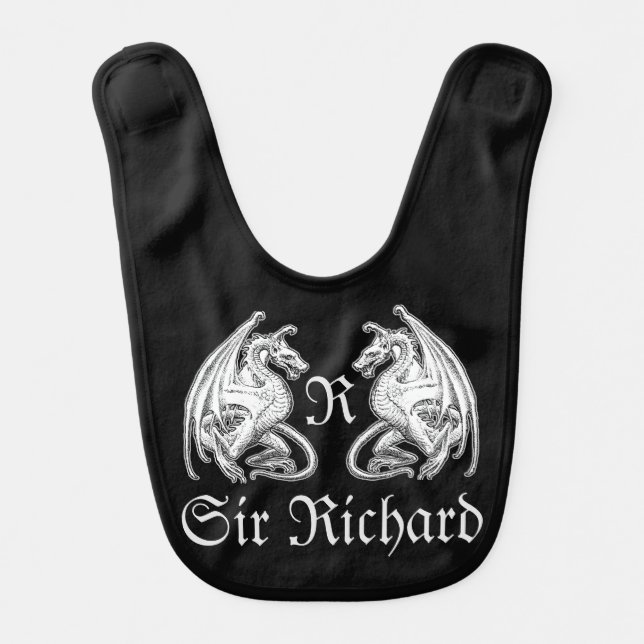 Personalized Winged Dragons  Baby Bib (Front)
