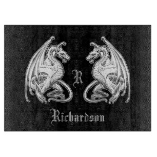 Personalized Winged Dragons Cutting Board