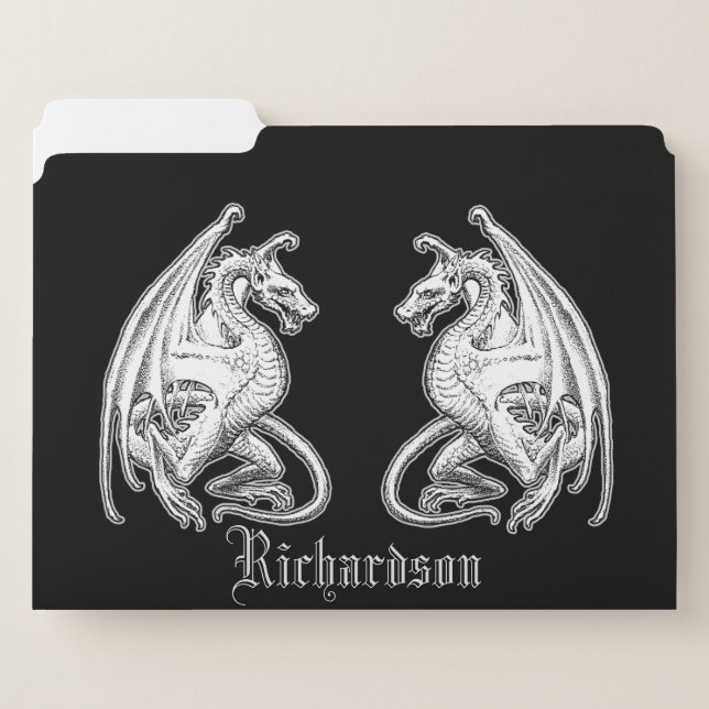 Personalized Winged Dragons  File Folder (Front Left)