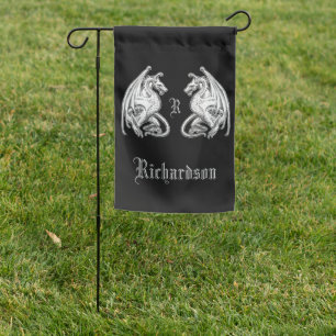 Personalized Winged Dragons Garden Flag
