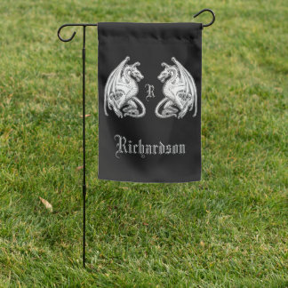 Personalized Winged Dragons  Garden Flag