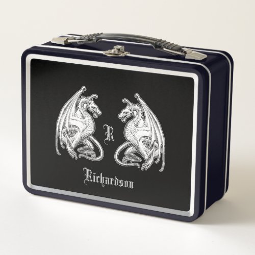 Personalized Winged Dragons Metal Lunch Box