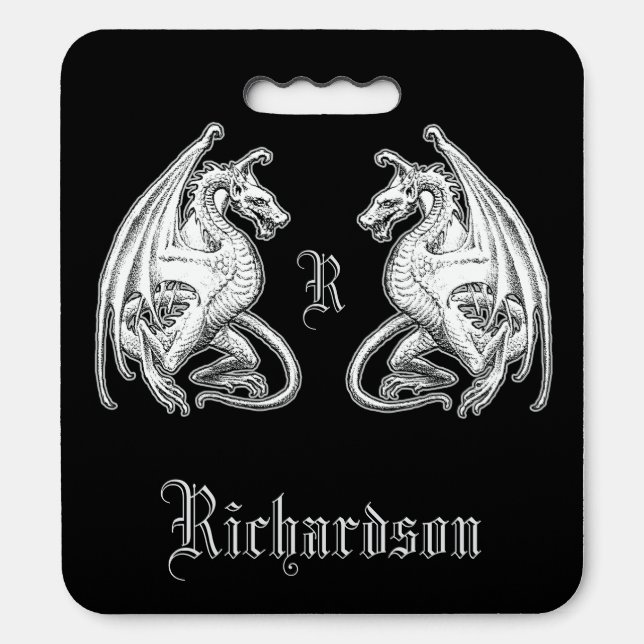 Personalized Winged Dragons Seat Cushion (Front Vertical)