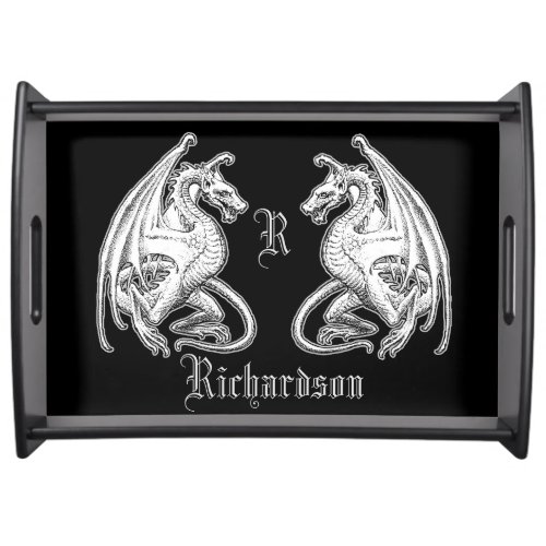Personalized Winged Dragons Serving Tray