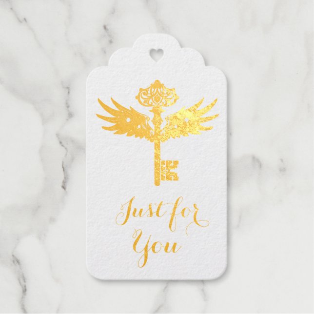 Personalized Winged Key Foil Gift Tags (Front)