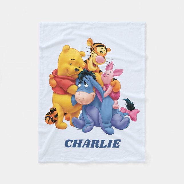 Personalized Winnie the Pooh and Pals Fleece Blanket (Front)