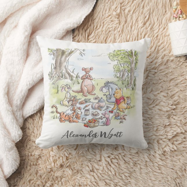 Personalized Winnie the Pooh and Pals Picnic  Throw Pillow (Blanket)