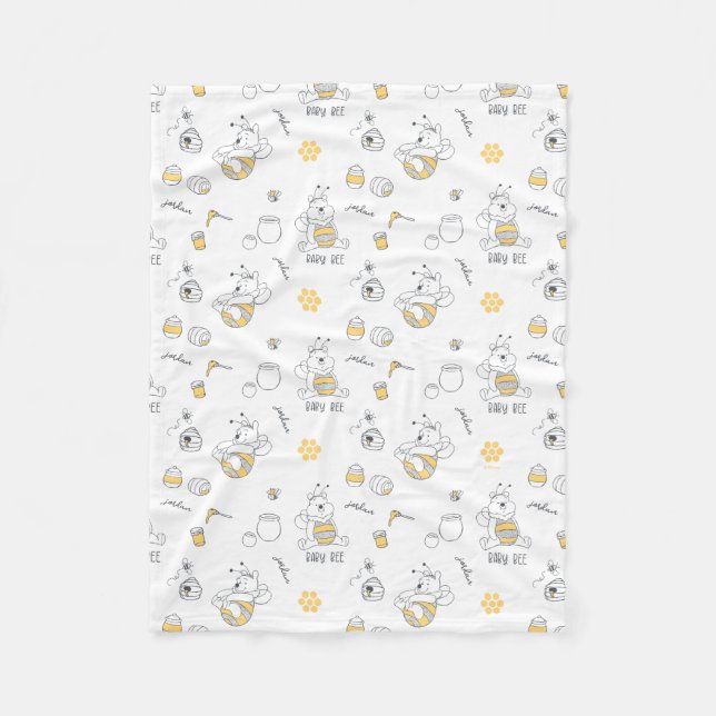 Personalized Winnie the Pooh Baby Bee  Fleece Blanket (Front)