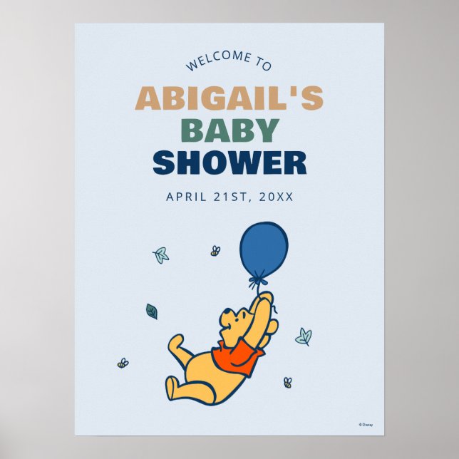 Personalized Winnie the Pooh Baby Shower Welcome Poster (Front)