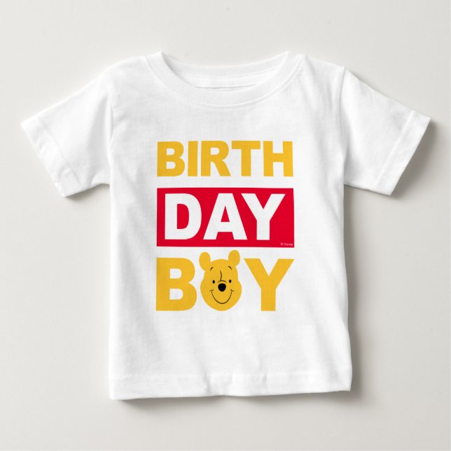 Personalized Winnie the Pooh Birthday Boy  Baby T-Shirt (Front)