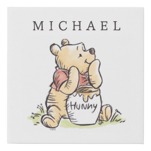 Personalized Winnie the Pooh Faux Canvas Print