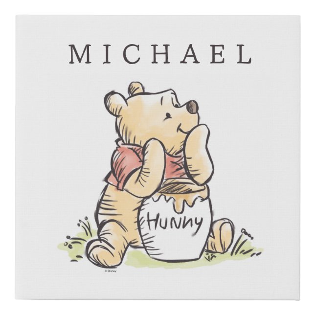Personalized Winnie the Pooh Faux Canvas Print (Front)