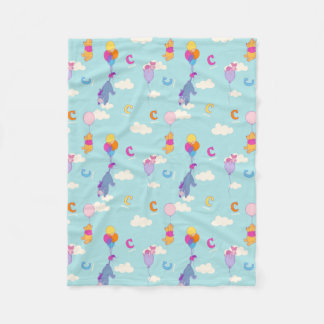Personalized Winnie the Pooh Friends Balloons     Fleece Blanket