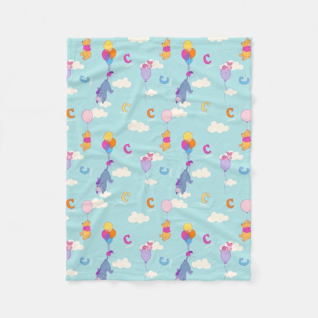 Personalized Winnie the Pooh Friends Balloons     Fleece Blanket (Front)