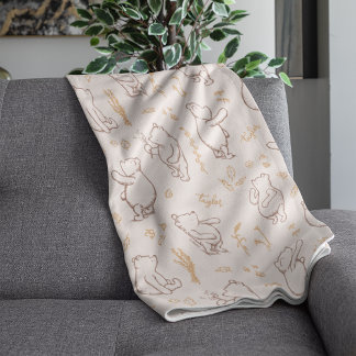 Personalized Winnie the Pooh Nature Pattern Fleece Blanket