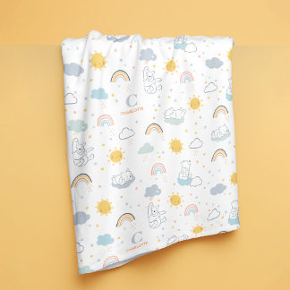 Personalized Winnie the Pooh Rainbow Pattern Fleece Blanket