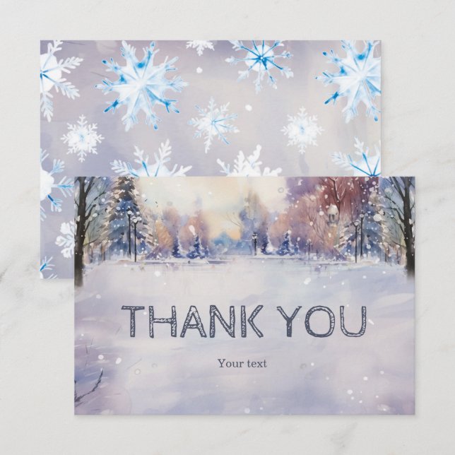 Personalized  Winter Baby Shower Thank You Card (Front/Back)