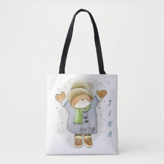 Personalized Winter Bear Tote Bag