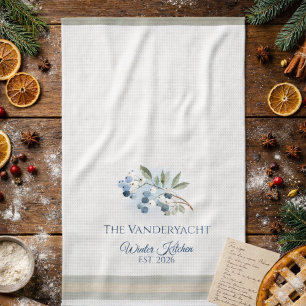 Personalized Winter – Blue Berry Botanical Kitchen Towel
