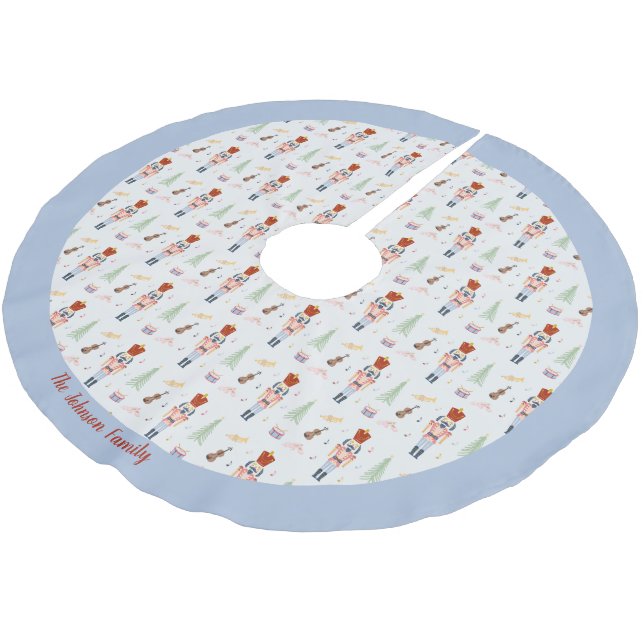Personalized Winter Blue Nutcracker Ballet Music Brushed Polyester Tree Skirt (Angled)