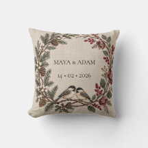Personalized Winter Botanical Couple Pillow